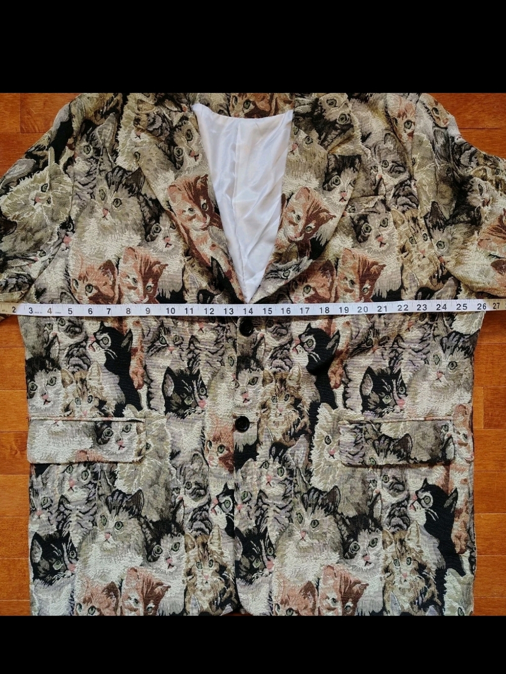 INS ERROR Cat Woven Tapestry Blazer Jacket Streetwear Art to Wear - Men's Large - Picture 6 of 10
